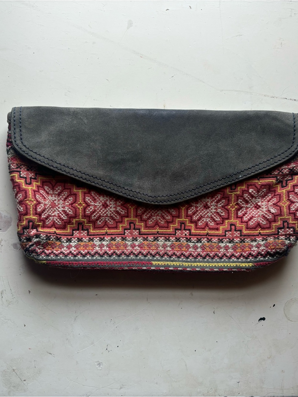 LUCKY BRAND Women’s Suede and Embroidered Fold-Over Clutch Bag